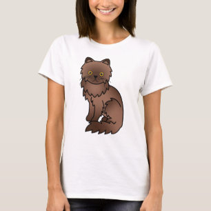 Camiseta Ilustração de Gato de Cartoon Persa de Chocolate