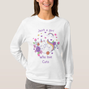 Camiseta Ilustração de Gato de Unicórnio Bonito