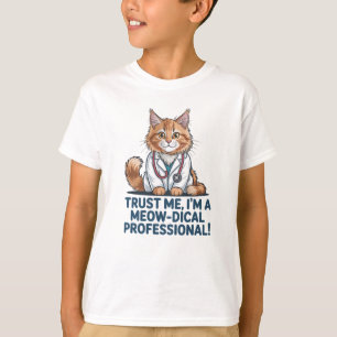 Camiseta Ilustração de Gato Engraçado e Fofa com Trocadilho