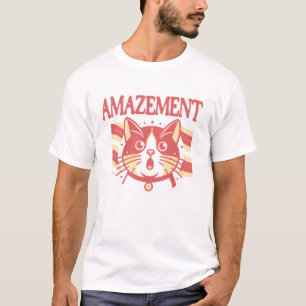 Camiseta Ilustração de Gato Espantado Design Fofo e Express