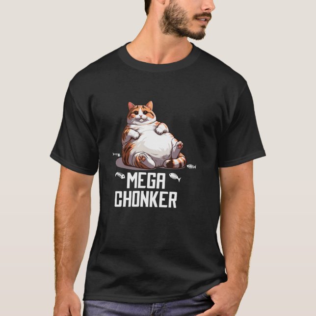 Camiseta Ilustração de Gato Fofo Mega Chonker (Frente)