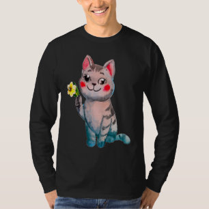 Camiseta Ilustração De Gato Gato E Mês De Nascimento De Mar