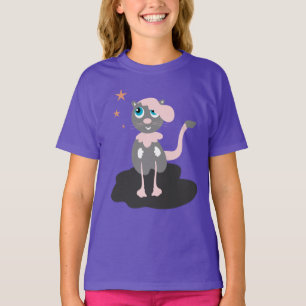 Camiseta Ilustração de Gato Infantil Fofa de Kitty de Desen