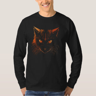 Camiseta Ilustração de Gato Laranja Intenso