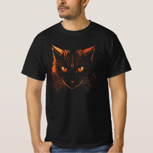 Camiseta Ilustração de Gato Laranja Intenso