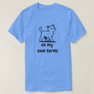 Camiseta Ilustração de Gato Minimal Nos Meus Próprios Termo