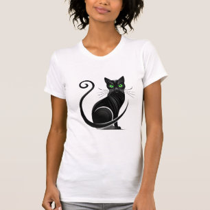 Camiseta Ilustração de Gato Preto Caprichosa