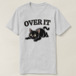 Camiseta Ilustração de Gato Preto Divertida