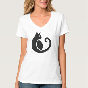 Camiseta Ilustração de Gato Preto Silhueta