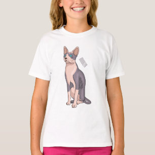 Camiseta ilustração de gato Sphynx em desenho animado