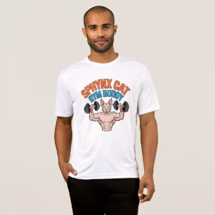 Camiseta Ilustração de Gato Sphynx Musculoso em Arte de Des