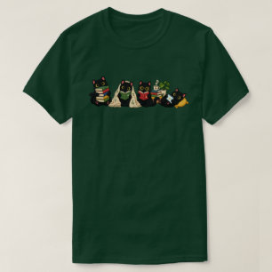 Camiseta Ilustração de Gatos Pretos Fofos e Aconchegantes L