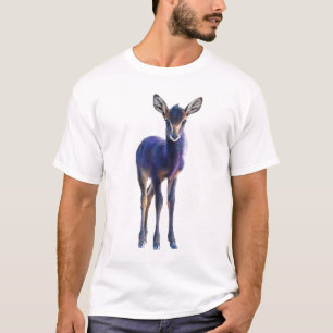 Camiseta Ilustração de Gazela Etérea Roxa Neon para Homens