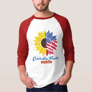Camiseta Ilustração de Girassol 4 de Julho