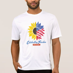 Camiseta Ilustração de Girassol 4 de Julho