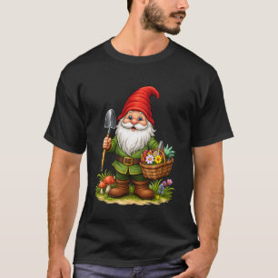 Camiseta Ilustração de Gnomo de Jardim de Conto de Fadas Ca