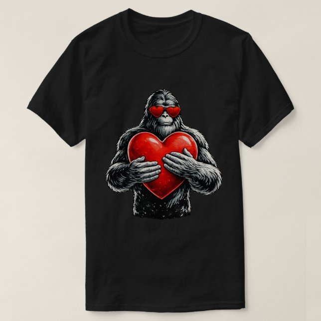 Camiseta Ilustração de Gorila com Coração de Amor (Frente do Design)