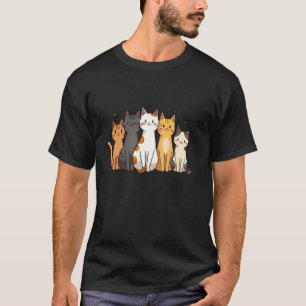 Camiseta Ilustração de Grupo de Gatos de Desenho Animado Fo