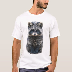 Camiseta Ilustração de Guaxinim Florestal Fofo Homens