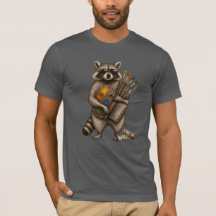 Camiseta Ilustração de Guaxinim Pintor Legal