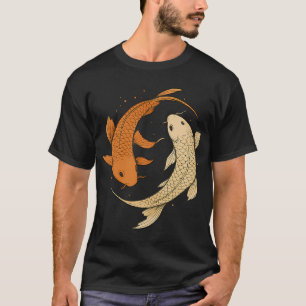 Camiseta Ilustração de Harmonia de Peixes Koi Yin Yang