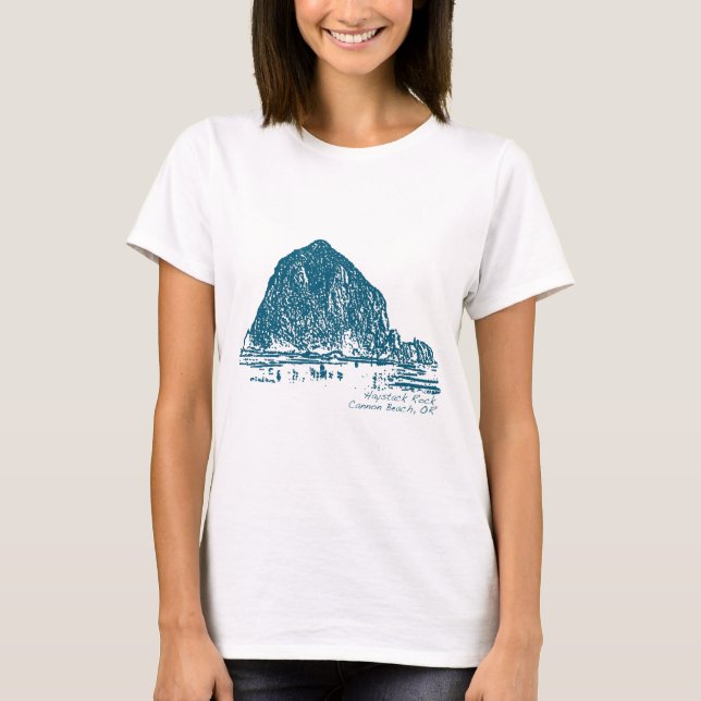 Camiseta Ilustração de Haystack Rock (Frente)