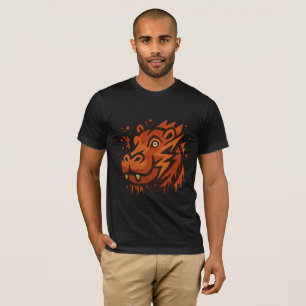 Camiseta Ilustração de Hipopótamo Ousado – Hipopótamo Artís