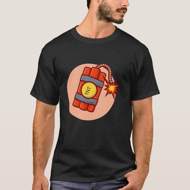 Camiseta Ilustração de Ícone de Vetor de Cartoon Tnt Bomb (Frente)