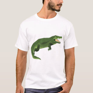 Camiseta Ilustração de Jacaré Verde Gráfico Crocodilo Selva
