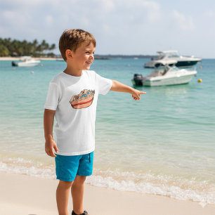 Camiseta Ilustração de Lancha Divertida Design de Barco Náu