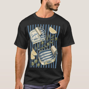 Camiseta Ilustração de Lata de Sardinha Vintage