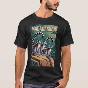 Camiseta Ilustração de lêmures de Madagascar Arte de Viagem