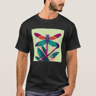 Camiseta Ilustração de Libélula Fofa Estética Colorida Mulh