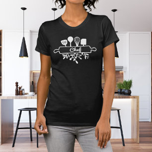 Camiseta Ilustração de Linha de Utensílios de Cozinha de Ch