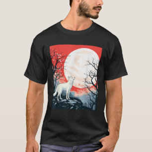 Camiseta Ilustração de Lobo Lunar Gráfico Vida Selvagem Rap