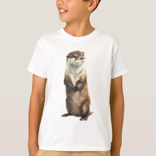 Camiseta Ilustração de Lontra Asiática de Pequenas Garras e