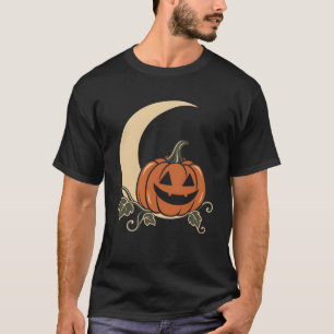 Camiseta Ilustração de Lua Crescente de Abóbora de Hallowee