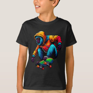 Camiseta Ilustração de Macaco Uivador Funky Legal de Skate