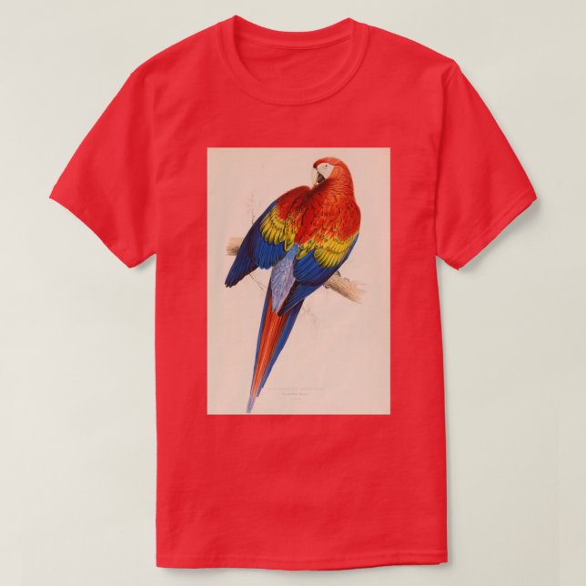 Camiseta Ilustração de Macaw Parrot 1832 (Frente do Design)
