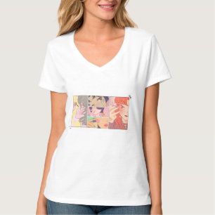 Camiseta Ilustração de Maquiagem de Beleza de Anime Fofo