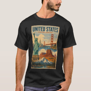 Camiseta Ilustração de Marcas de Referência Americanas dos