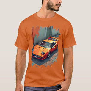 Camiseta Ilustração de menina de carro esportivo laranja