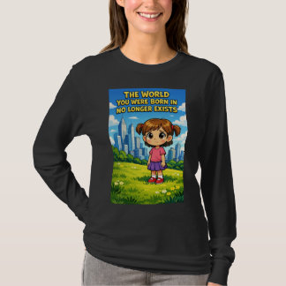 Camiseta Ilustração de Menina de Desenho Animado Perdendo a