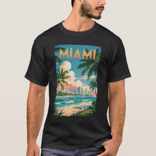 Camiseta Ilustração de Miami Flórida Viagem Arte Vintage
