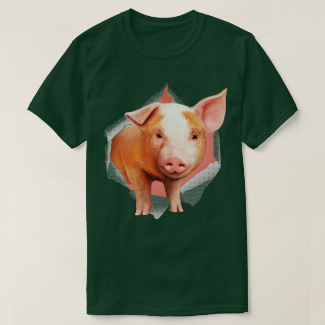 Camiseta Ilustração de Mini Porco Jovem e Bonita (Frente do Design)