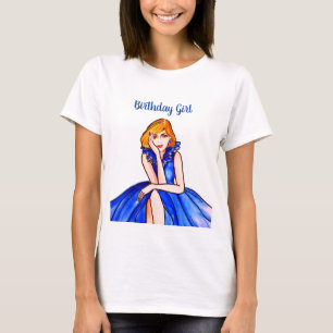 Camiseta Ilustração de Moda Azul-Cocktail Azul Escuro