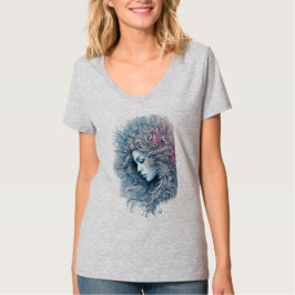 Camiseta Ilustração de Moda Feminina de Inverno