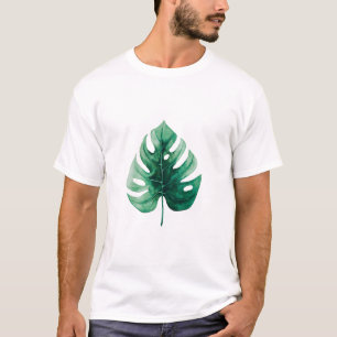 Camiseta Ilustração de Monstera Verde de Na moda Watercol