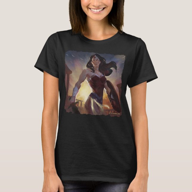 Camiseta Ilustração de Mulher Maravilha de Crise Infinita (Frente)