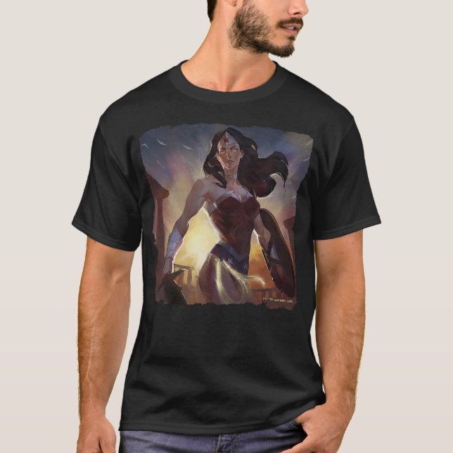Camiseta Ilustração de Mulher Maravilha de Crise Infinita (Frente)